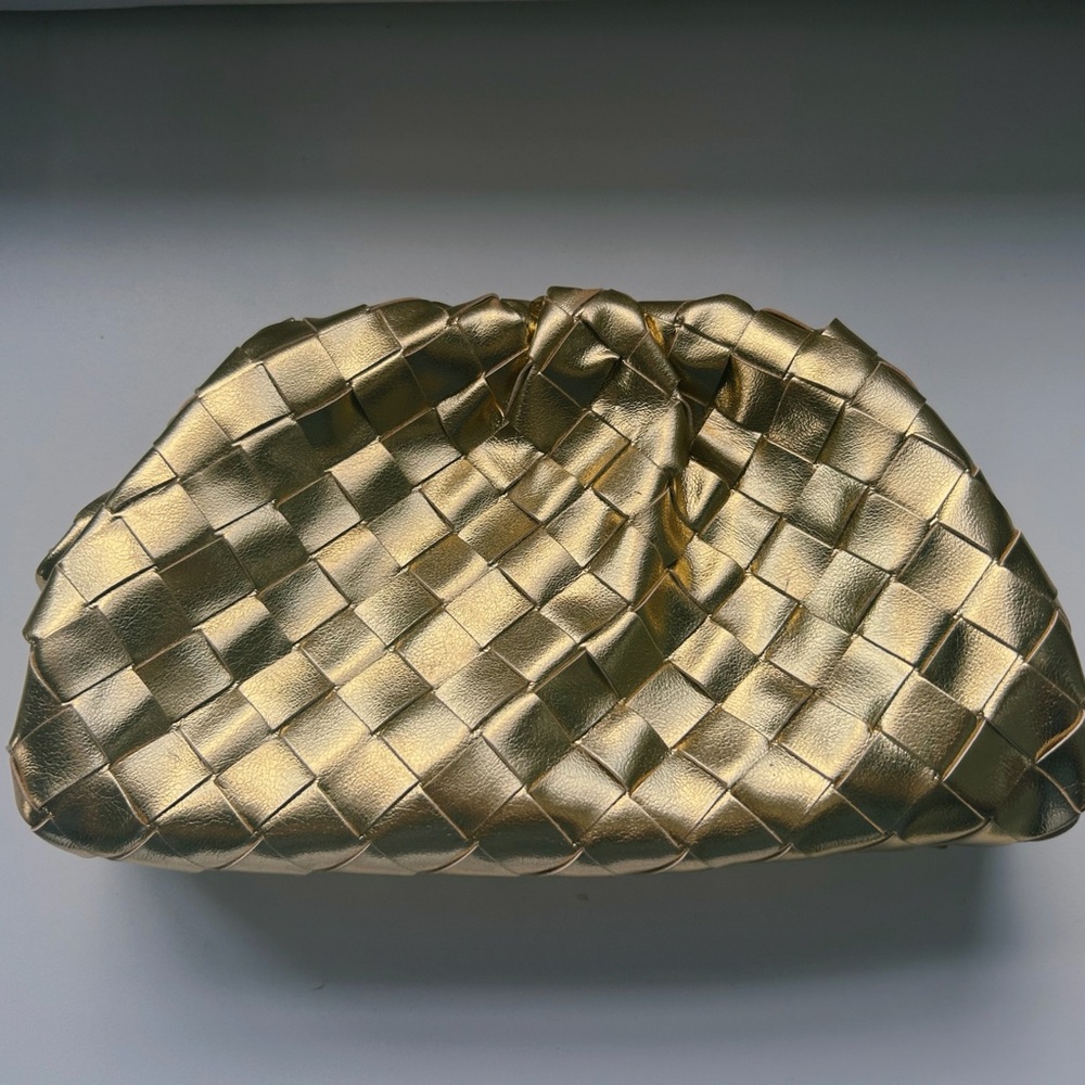 Gold Woven Clutch Bag